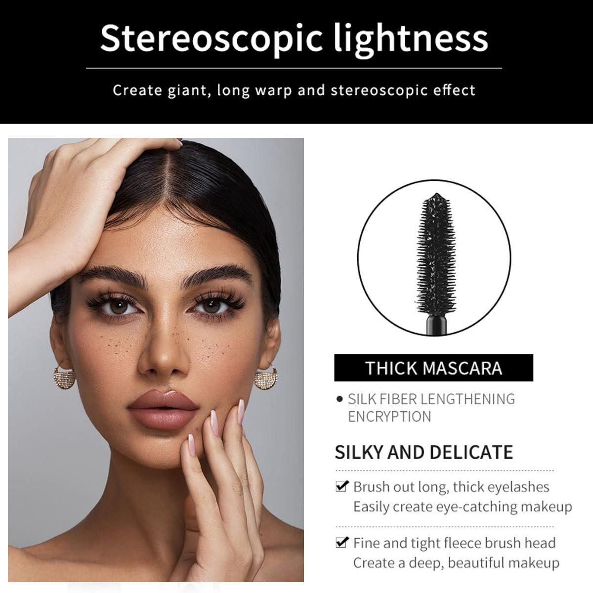 Figure 101 Volume Eyelash Mascara 4D Silk Fiber Long Lasting 24 Hours Waterproof Smudge Proof No Clumping Extension Stays On All Day 1 Pack