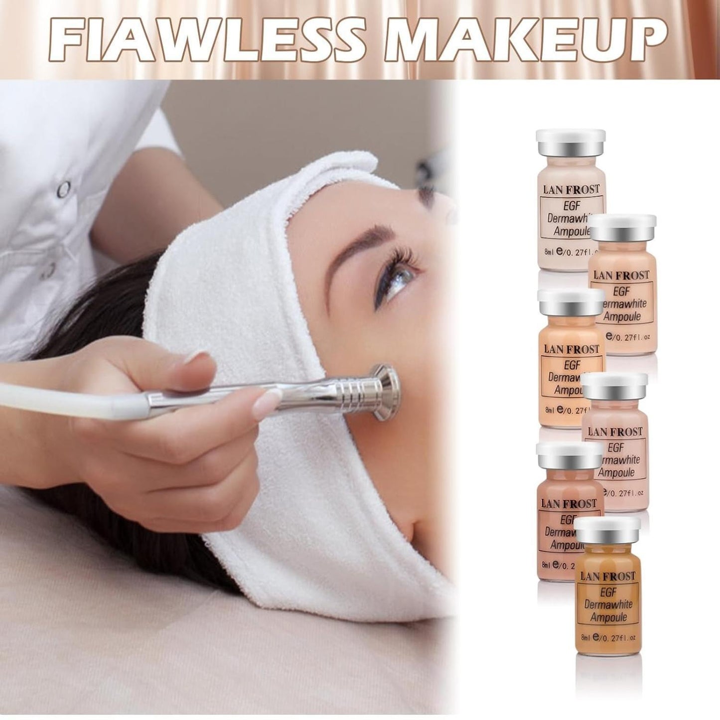 Facial Glow Serum Starter Kit Hyaluronic Acid Essence Foundation Skin Care Kit 0.27oz 6 Vials Combined With Niacinamide and Peptides To Brighten Skin Tone Anti-Aging Foundation 6-Color Multicolor Gift Set - Hydrate