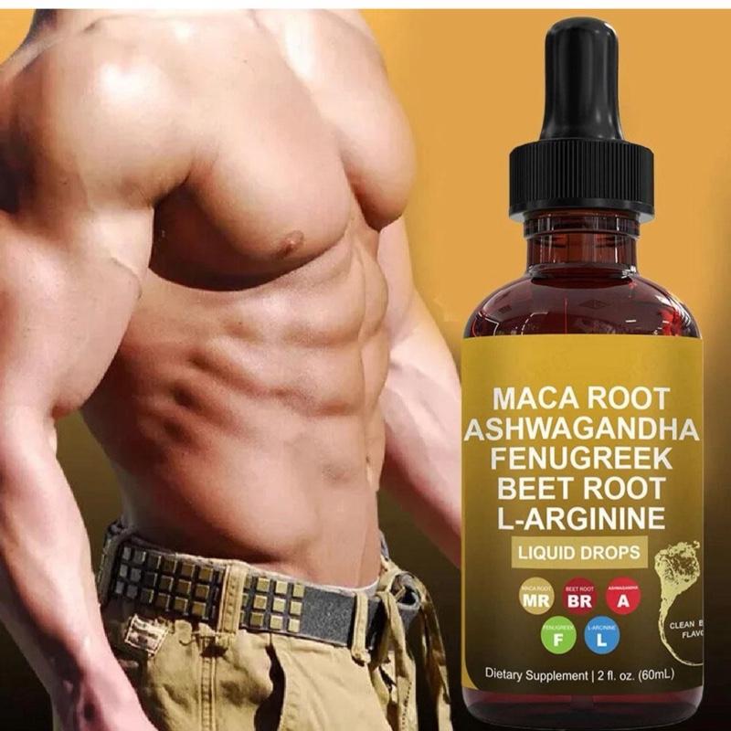Organic Maca Root Liquid Drops with Ashwagandha, Fenugreek, Beet Root and L-Arginine Liquid Multivitamin for Women and Men - Adapto Drive Supplement Dietary