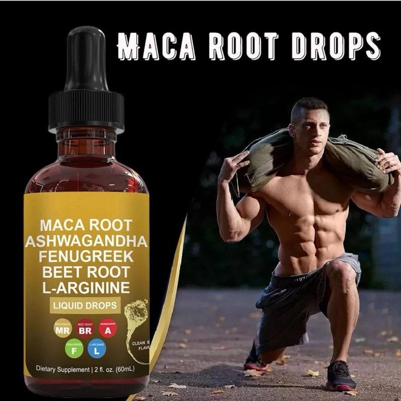 Organic Maca Root Liquid Drops with Ashwagandha, Fenugreek, Beet Root and L-Arginine Liquid Multivitamin for Women and Men - Adapto Drive Supplement Dietary
