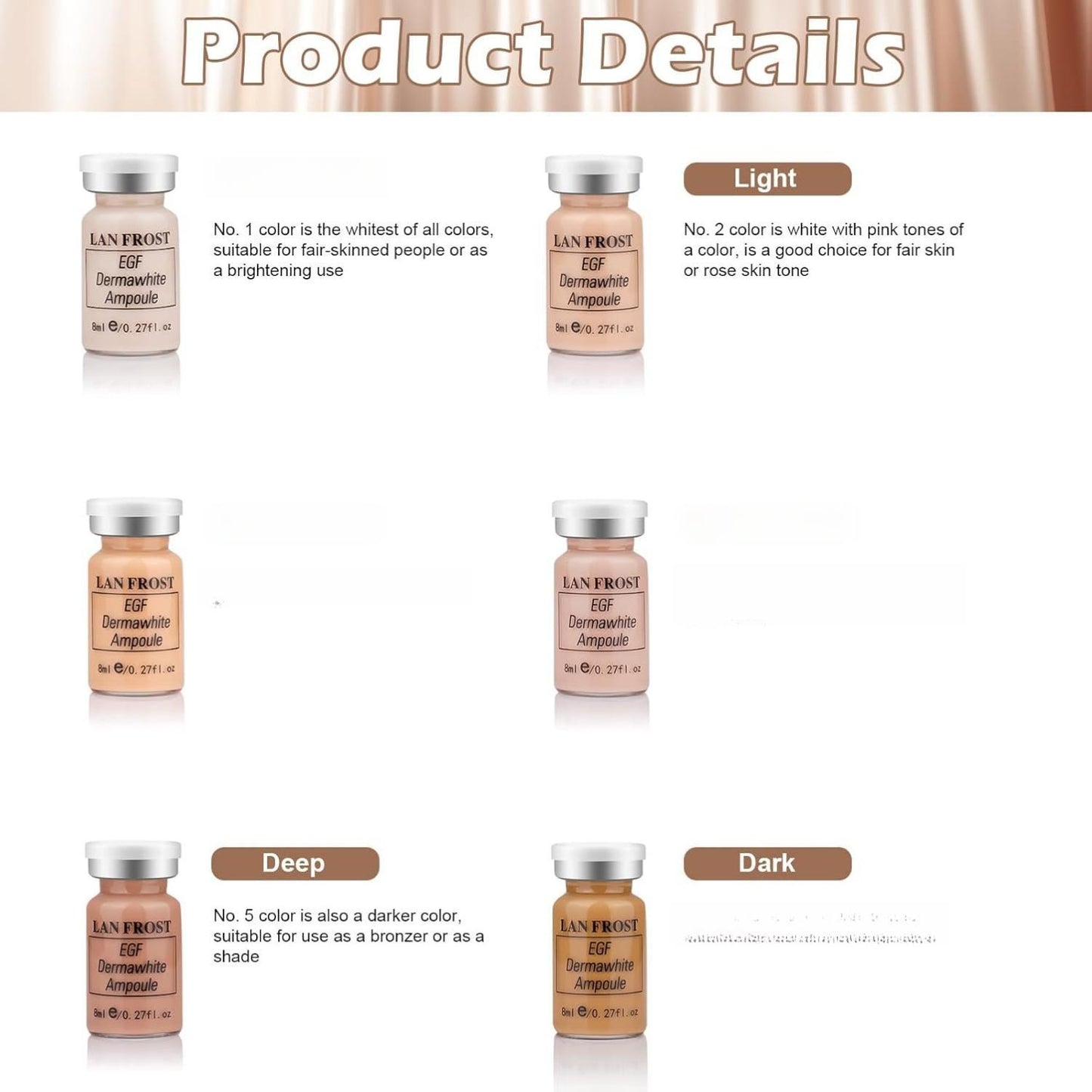 Facial Glow Serum Starter Kit Hyaluronic Acid Essence Foundation Skin Care Kit 0.27oz 6 Vials Combined With Niacinamide and Peptides To Brighten Skin Tone Anti-Aging Foundation 6-Color Multicolor Gift Set - Hydrate
