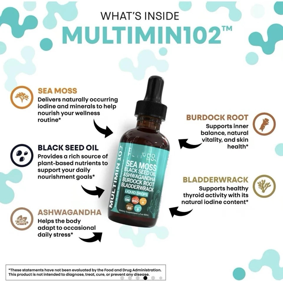 2-PACK Sea Moss & Vascu Glow Drops 2-Pack | Liquid Multivitamin Herbal Supplement
