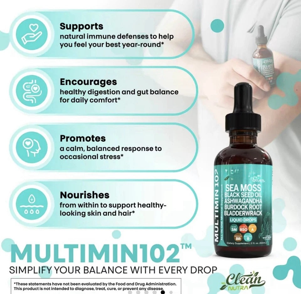 2-PACK Sea Moss & Vascu Glow Drops 2-Pack | Liquid Multivitamin Herbal Supplement