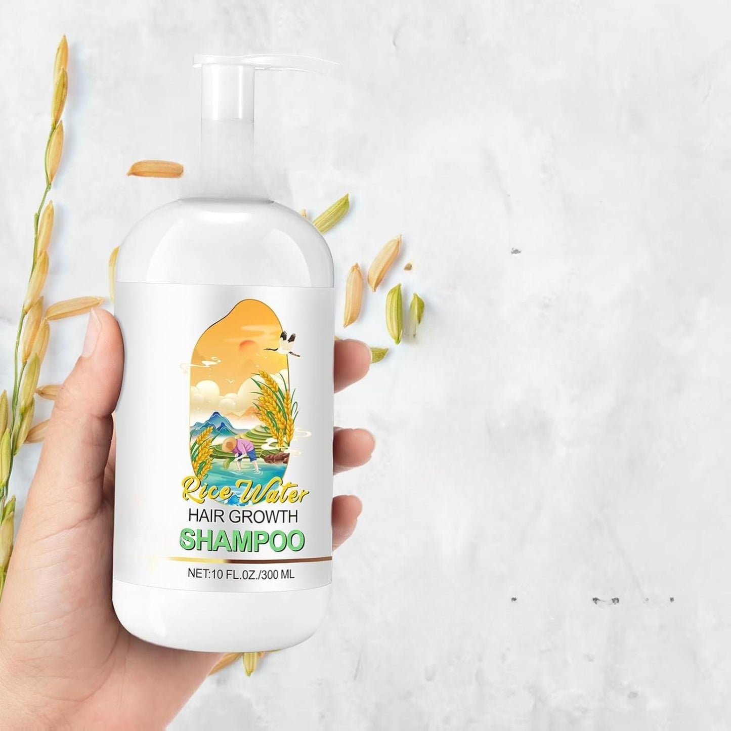 Women's Fermented Rice Water Shampoo & Conditioner Set for Thinning Hair with Rosemary Biotin Caffeine Growth Care for Men & Women 10 FL OZ / 300 ML