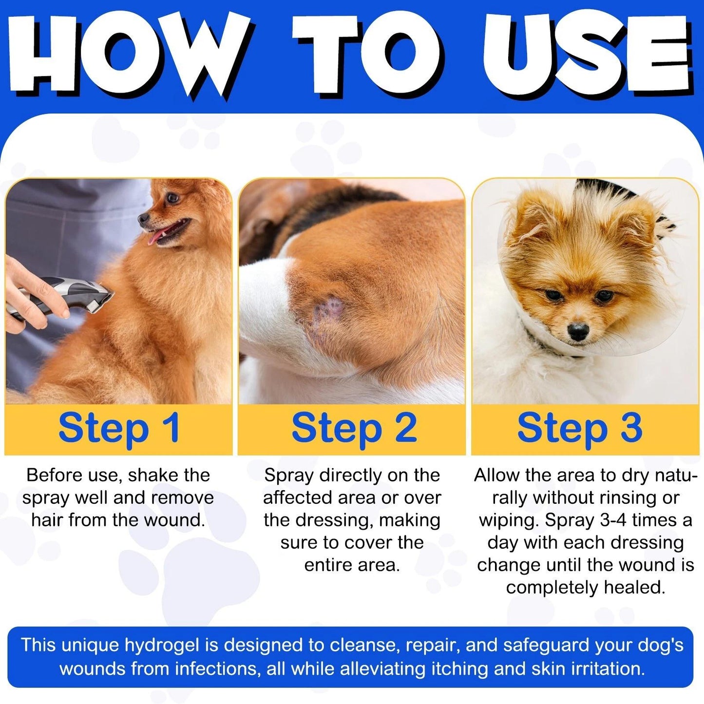 Immal Dog Wound Care Hydrogel Spray - Healing Aid & Wound Protectant - Antimicrobial Formula - 3.38 fl oz (100 ml)