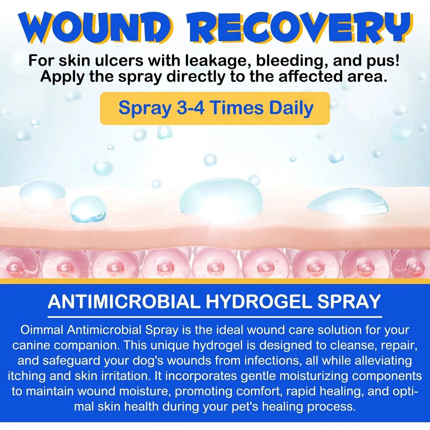 Immal Dog Wound Care Hydrogel Spray - Healing Aid & Wound Protectant - Antimicrobial Formula - 3.38 fl oz (100 ml)