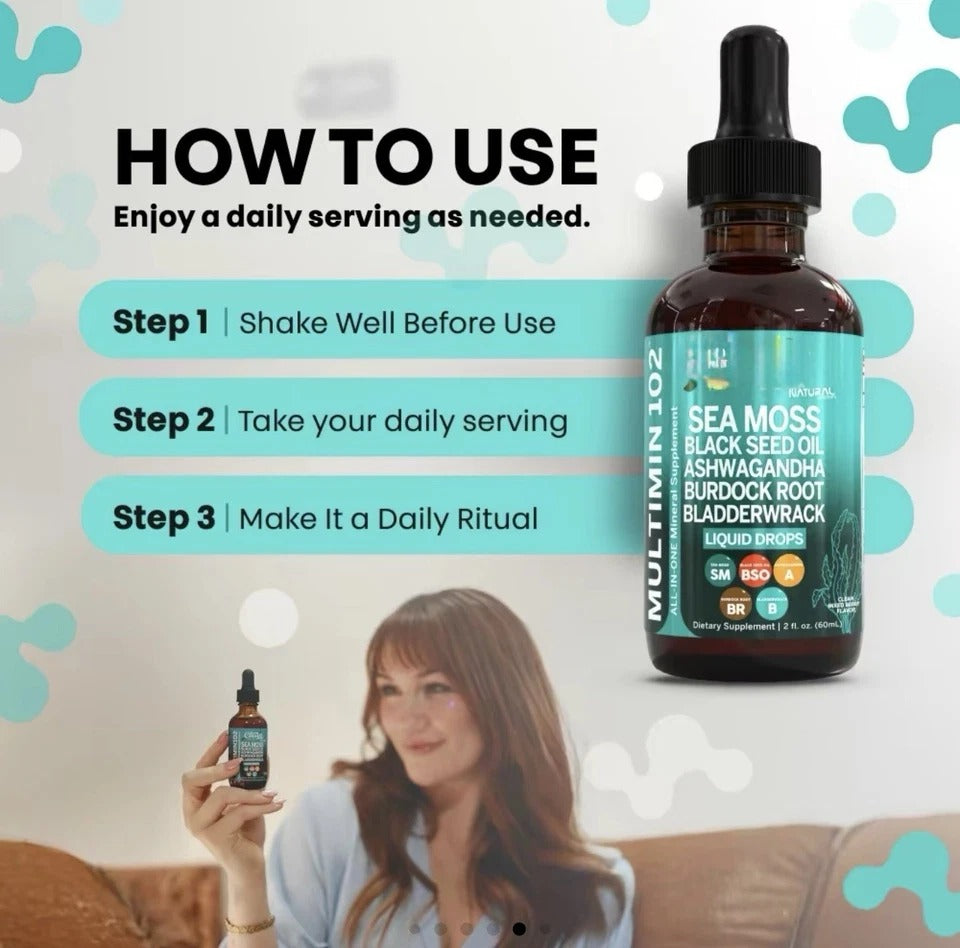 2-PACK Sea Moss & Vascu Glow Drops 2-Pack | Liquid Multivitamin Herbal Supplement