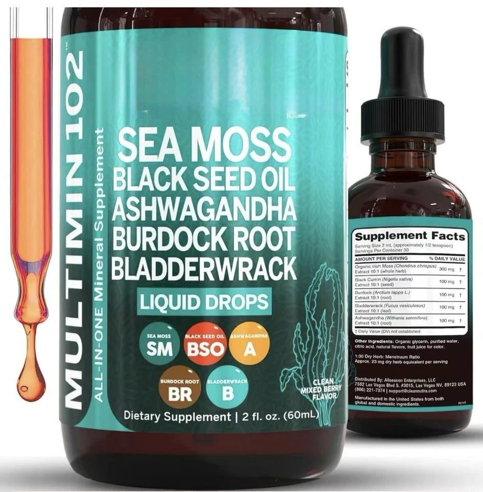 2-PACK Sea Moss & Vascu Glow Drops 2-Pack | Liquid Multivitamin Herbal Supplement