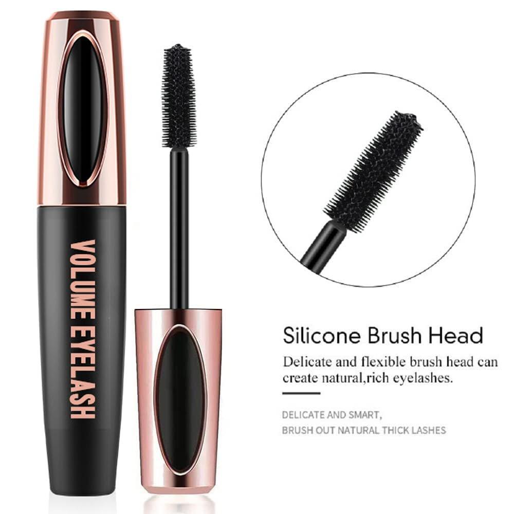 3 PCS 4D Silk Fiber Lash Mascara Waterproof Hypoallergenic Smudge-proof Long-lasting Dramatic Extension Volume Eyelashes for All Skin Types Cruelty-free & Easy Removal