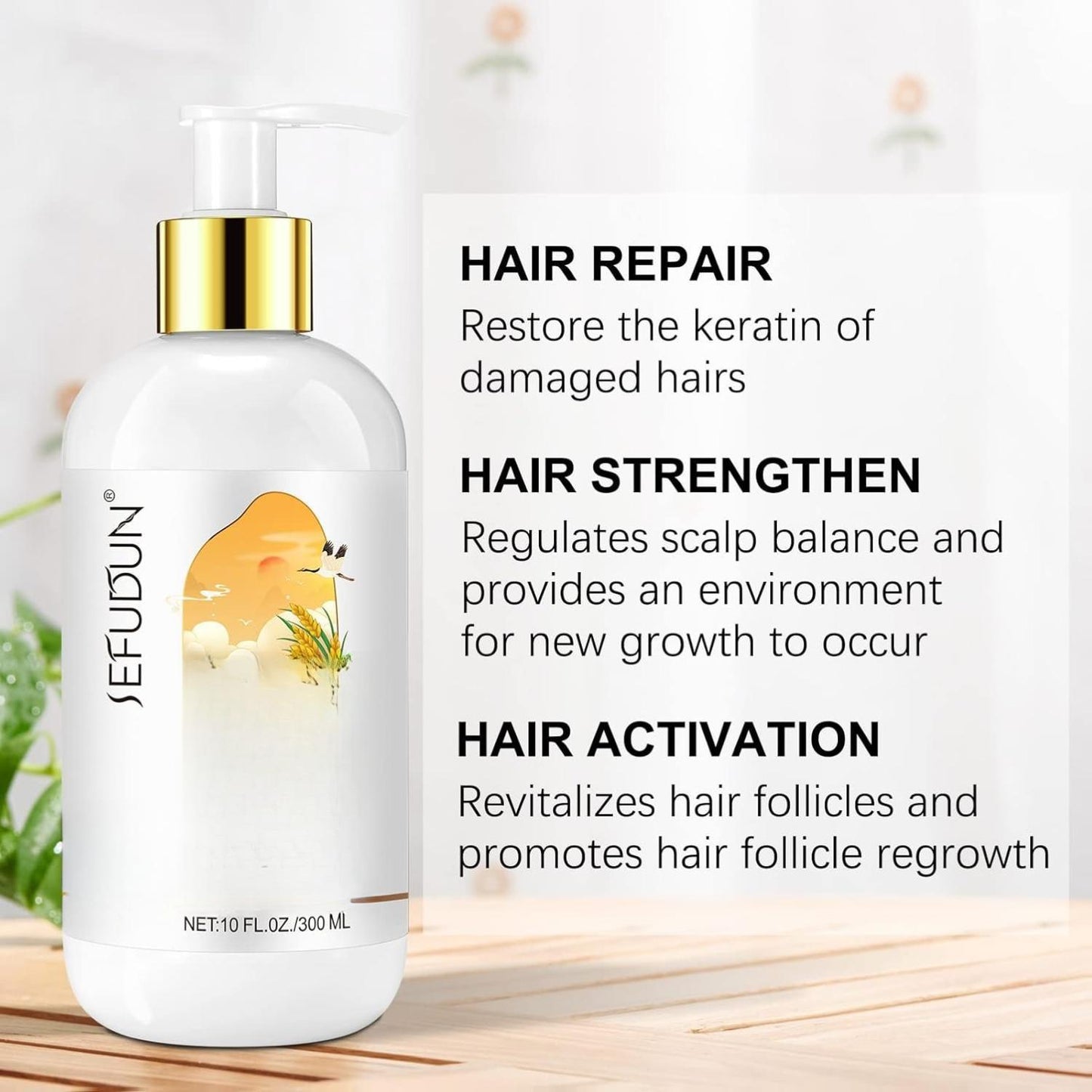 Women's Fermented Rice Water Shampoo & Conditioner Set for Thinning Hair with Rosemary Biotin Caffeine Growth Care for Men & Women 10 FL OZ / 300 ML