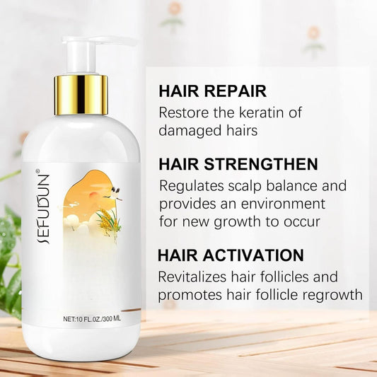 Women's Fermented Rice Water Shampoo & Conditioner Set for Thinning Hair with Rosemary Biotin Caffeine Growth Care for Men & Women 10 FL OZ / 300 ML