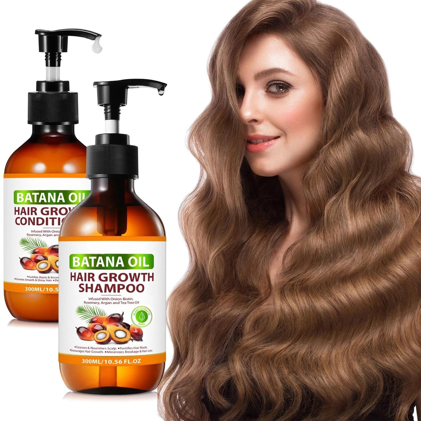 Batana Oil Shampoo & Conditioner Set 300ml Each - Organic Batana Formula with Onion Rosemary Argan Tea Tree for Scalp Health & Deep Moisturizing Cleanses for Women Men AFITMOE Long Lasting Moisturizing Hair Growth Treatment - Haircare