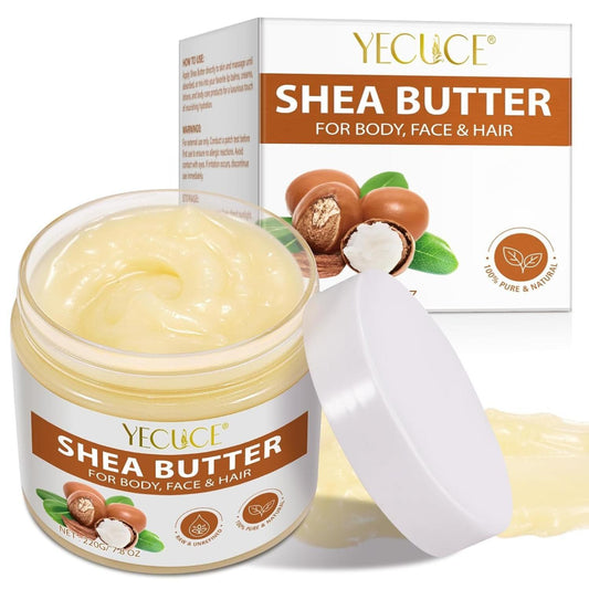 Pure Organic Butter Raw Unrefined Body Face & Hair Butter 100% Natural Vitamin A E F Long Lasting Hydration for Dry Skin Hair Care 7.8 oz