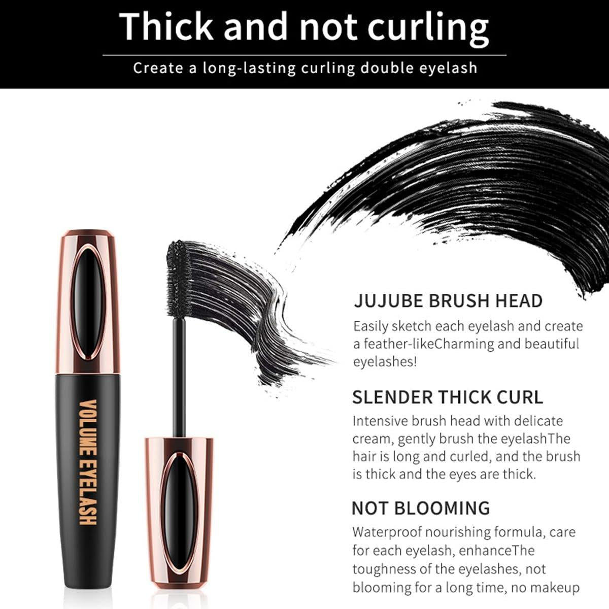 Figure 101 Volume Eyelash Mascara 4D Silk Fiber Long Lasting 24 Hours Waterproof Smudge Proof No Clumping Extension Stays On All Day 1 Pack