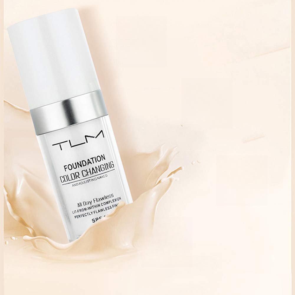 Colour Changing Foundation - Flawless Coverage SPF 15, Lightweight Formula, Adapts to Skin Tone, Hides Wrinkles & Lines, Hydrating & Long Lasting, BB Cream Makeup Base Concealer Cover