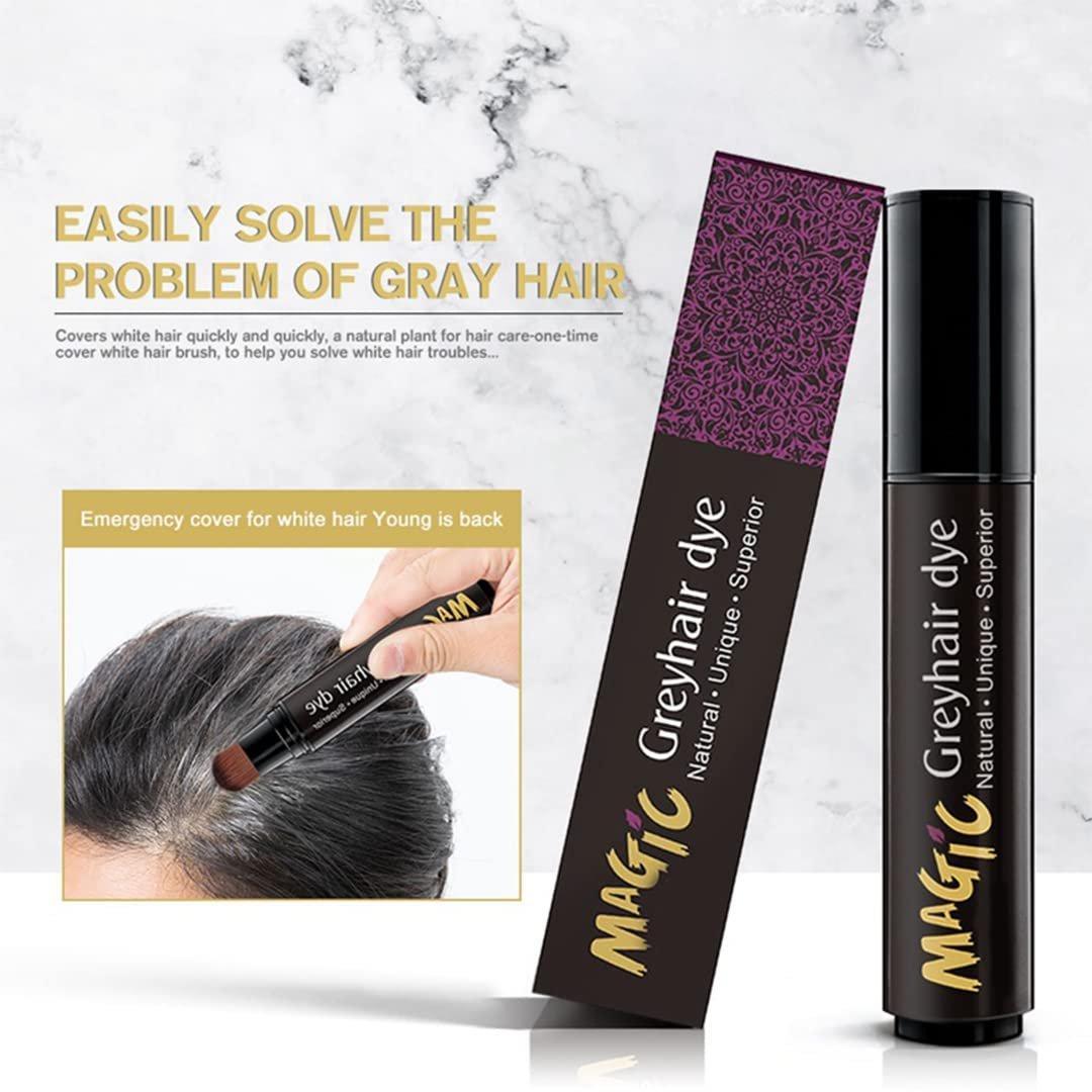 Grey hair Dye Pen - Black Semi-Permanent Hair Color for Easy Root Concealer with Natural Ingredients & Gentle Formula