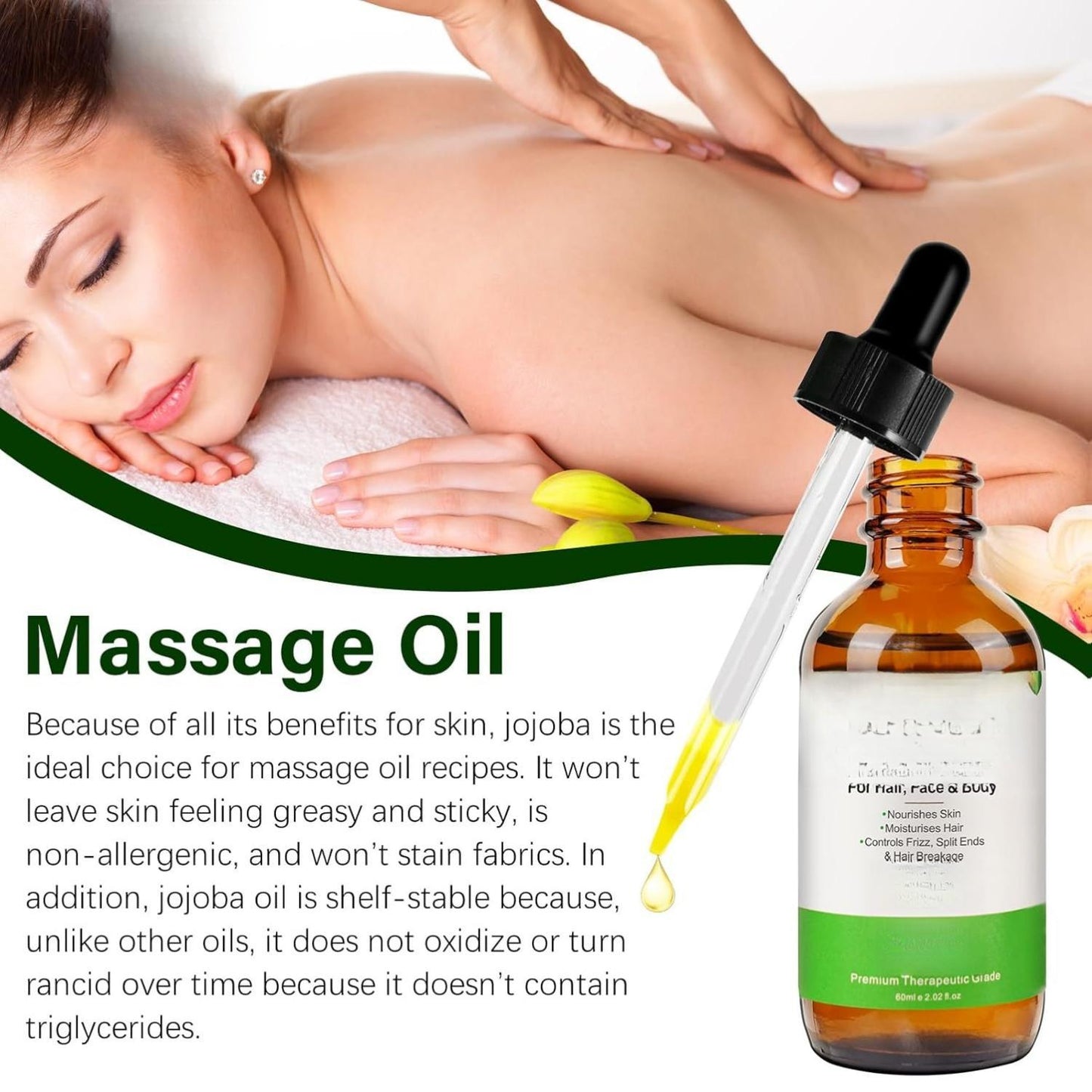 Jojoba Oil Organic 120ml 100% Pure Natural Nourishes Skin Face Hair Growth Controls Frizz Split Ends Hair Breakage Cold Pressed Unrefined Essential Oils DIY Beauty