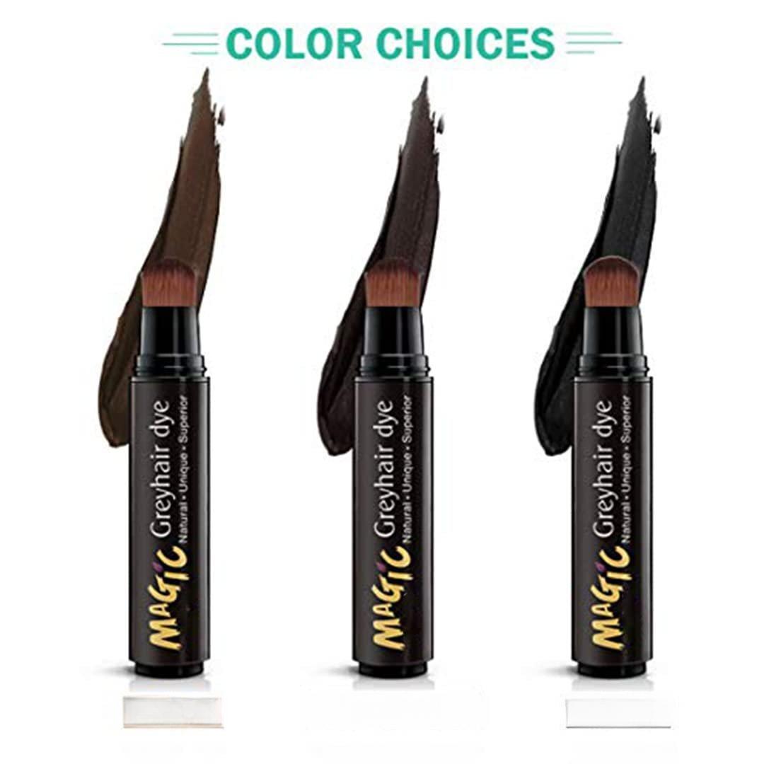 Grey hair Dye Pen - Black Semi-Permanent Hair Color for Easy Root Concealer with Natural Ingredients & Gentle Formula