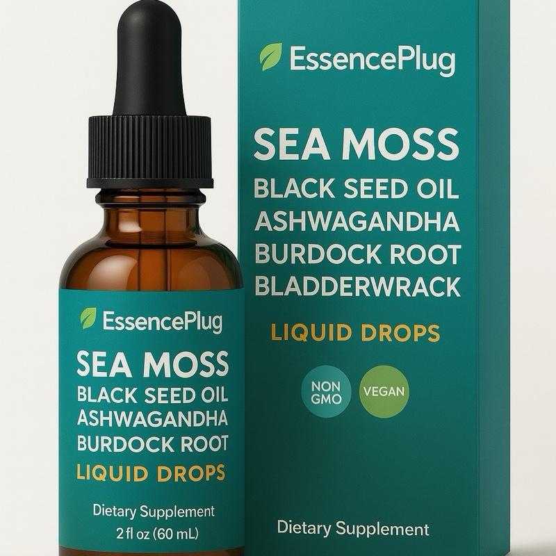 Herbal Supplements Sea Moss Black Seed Oil Liquid Drops with Ashwagandha Burdock Root Bladderwrack - Multimineral Supplement Healthcare Dietary ashwagandha
