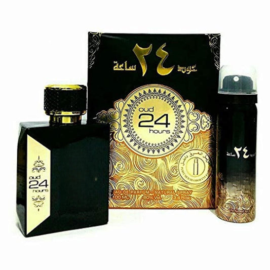Ard Al Zaafaran Oud 24 Hours Eau De Parfum 100ml Warm Oriental Fruity Dark Notes with Amber Sandalwood & Oudh Base Liquid Perfume