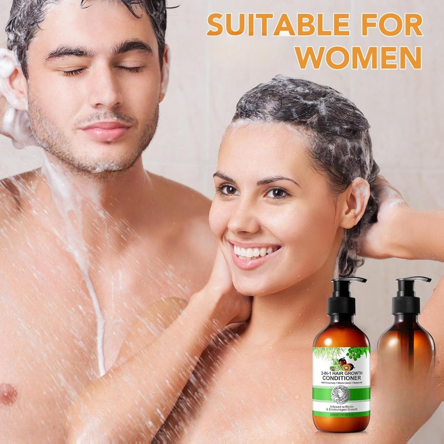 Batana 3-IN-1 Batana Oil Shampoo & Conditioner 600ML with Rosemary Black Castor & Onion for Hair Growth & Thinning Hair Care Gentle Cleansing & Nourishing Solution