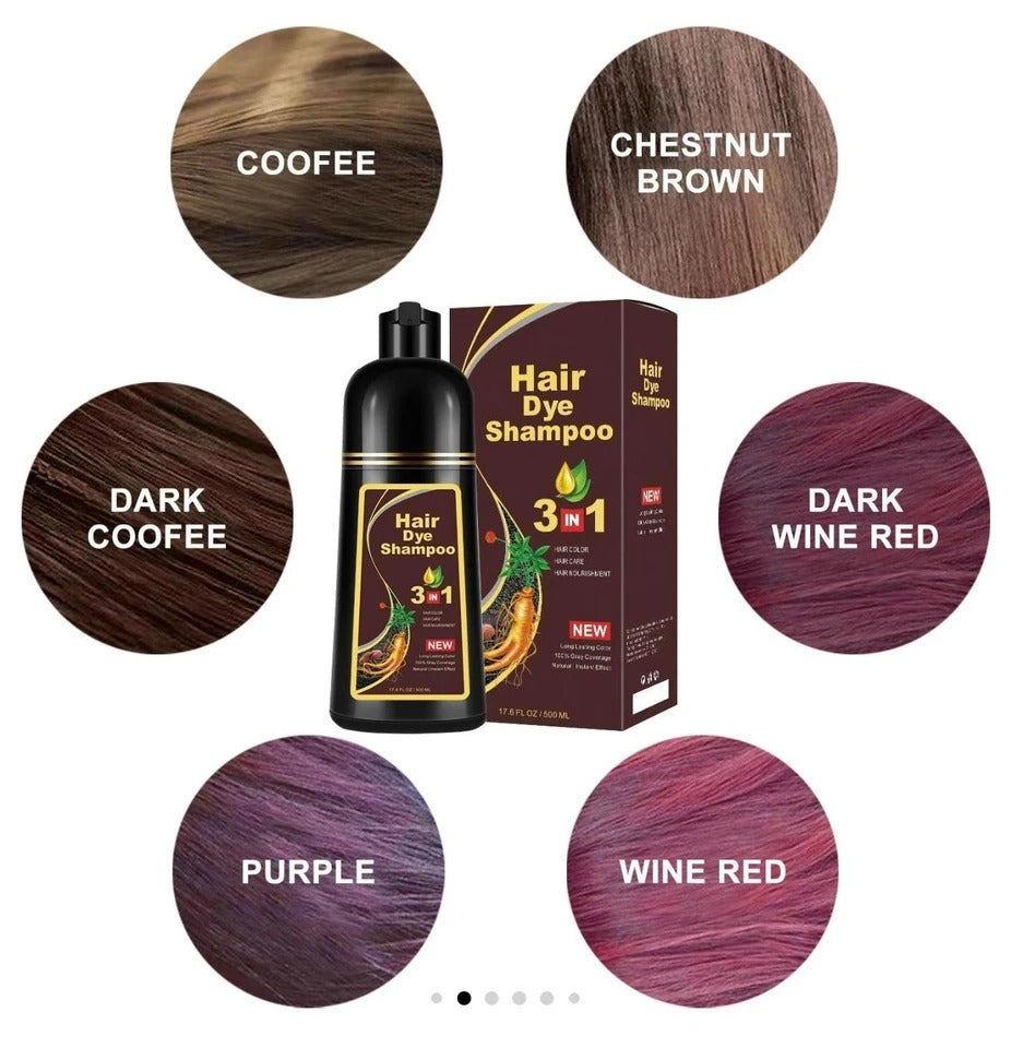 2x Light Brown Hair Dye 3in1 Shampoo Instant Hair Dye Herbal Ingredients 2 Pack