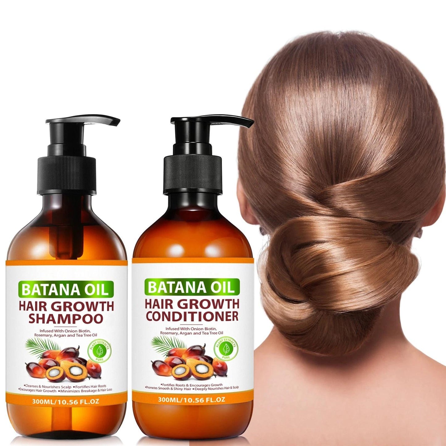 Batana Oil Shampoo & Conditioner Set 300ml Each - Organic Batana Formula with Onion Rosemary Argan Tea Tree for Scalp Health & Deep Moisturizing Cleanses for Women Men AFITMOE Long Lasting Moisturizing Hair Growth Treatment - Haircare