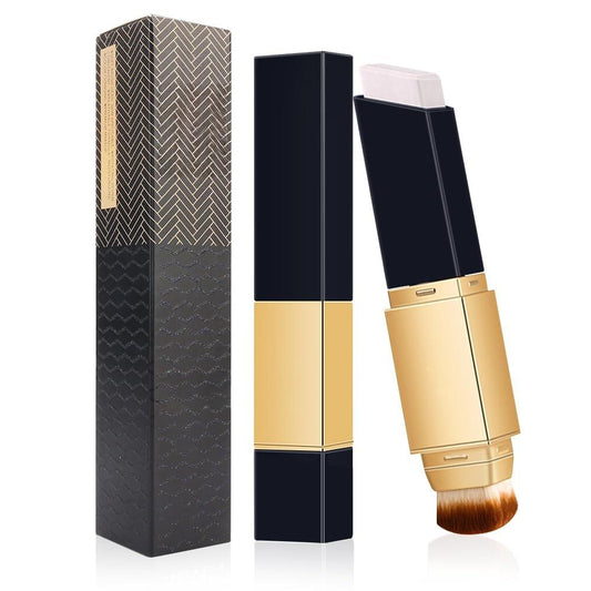 2 IN 1 Double Head Foundation Stick Portable Makeup Color Changing Concealers Hydrating Lightweight Foundation Stick with Brush for Daily Use