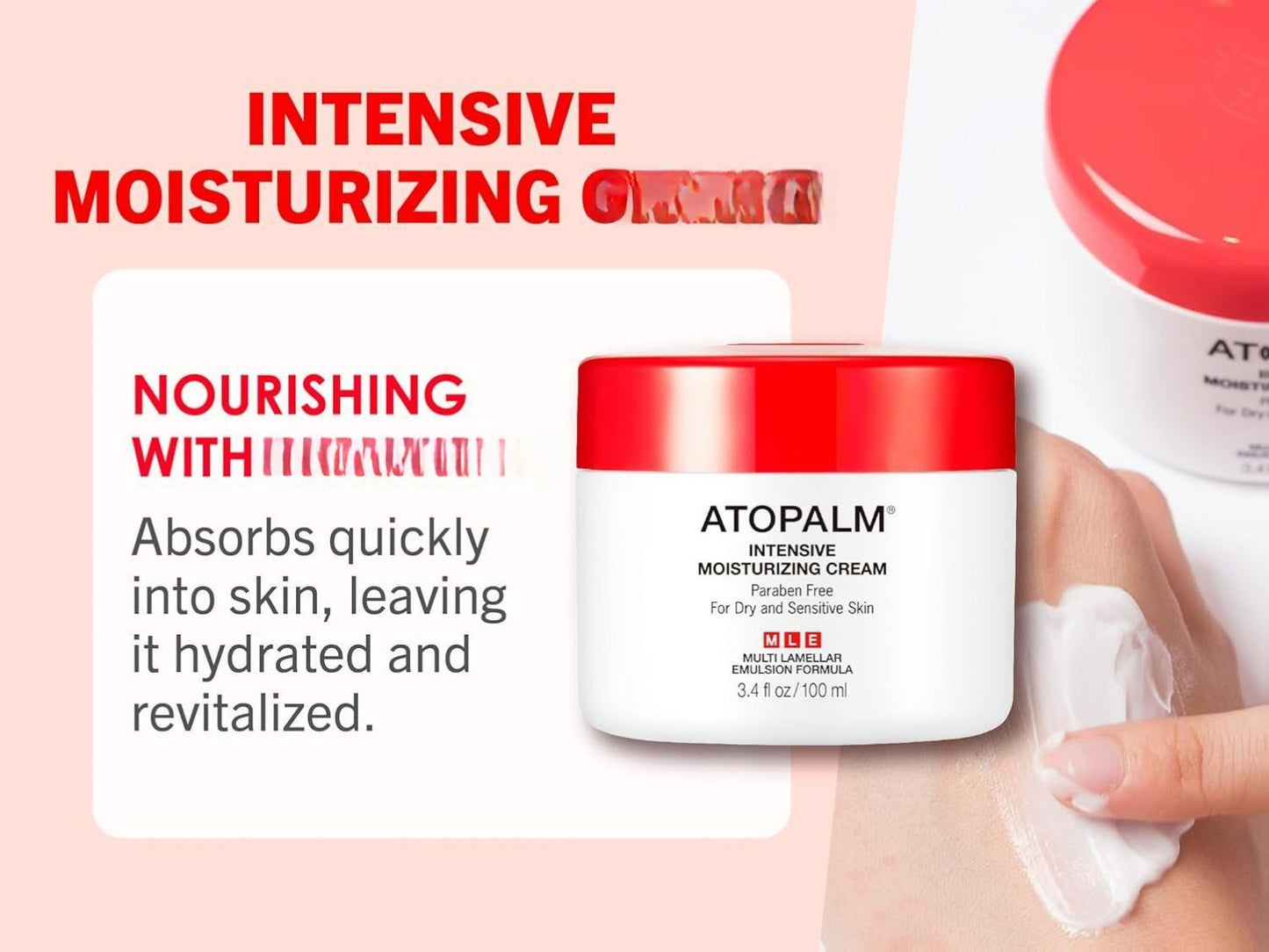 Moisturizing Cream Paraben-Free for Dry & Sensitive Skin 3.4 fl oz Korean Skin Care Non-Greasy Formula