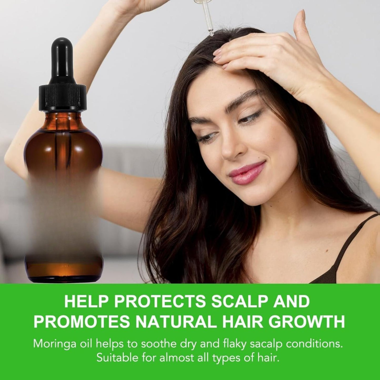 Moringa Oil for Hair 2.02 fl.oz 100% Natural Premium Organic Cold-Pressed Glass Bottle Moringa Seed Oil for Face Hair & Body Care Anti-Aging Nourish Hair Scalp & Body Massage 60ml
