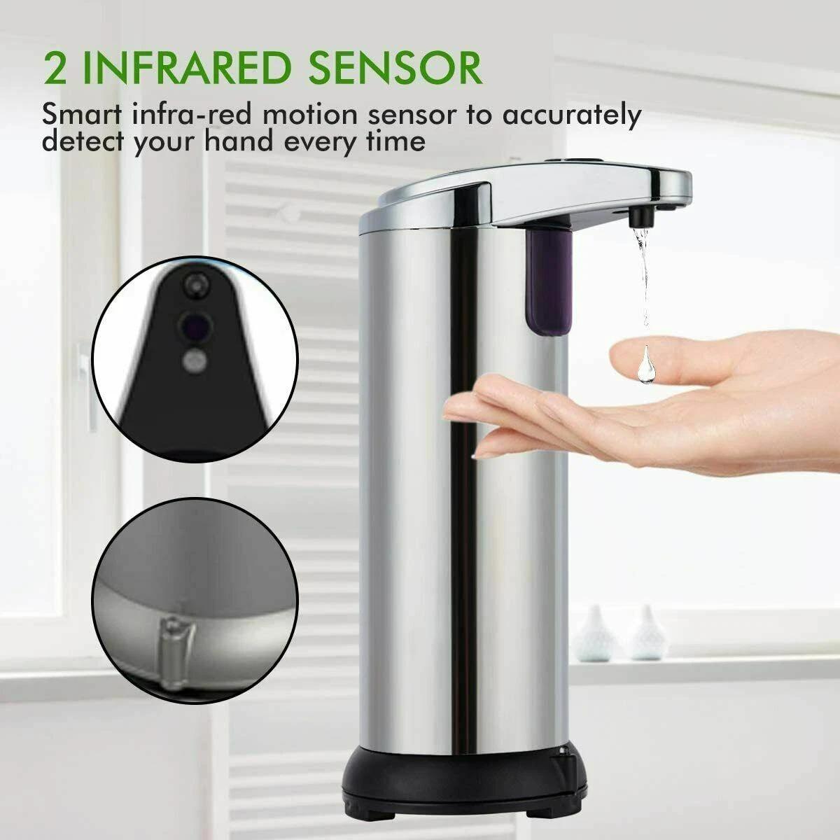 Magnetic Charging Waterproof Soap Dispenser 400ml Stainless Steel with Child Lock & Adjustable Dispensing Levels Model AK1337