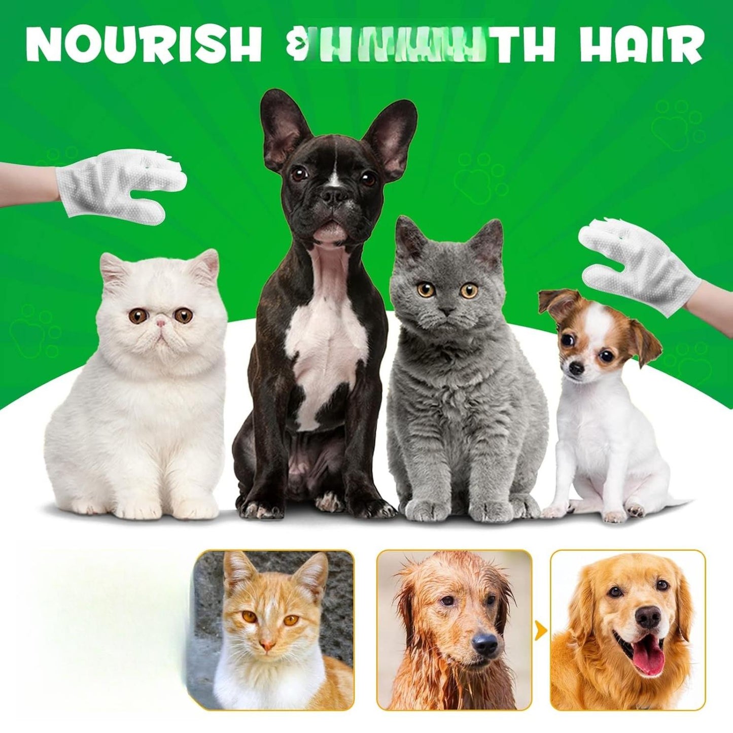 Cleaning Gloves for Dog and Cat, Thick Hair, 6PCS