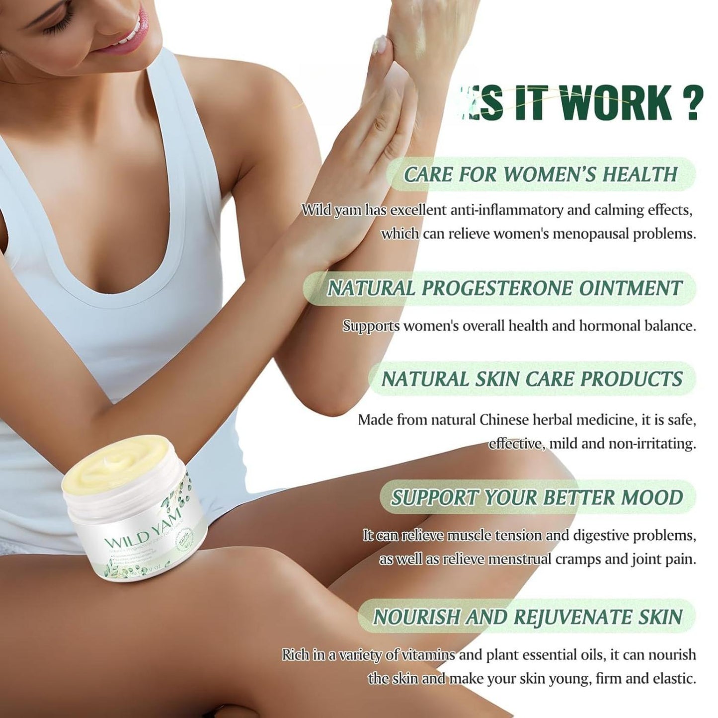 Wild Yam Cream for Hormone Balance - Natural Skincare for Menopausal & Menstrual Support - 150g Organic Wild Yam Cream for Hot Flashes Night Sweats Relief