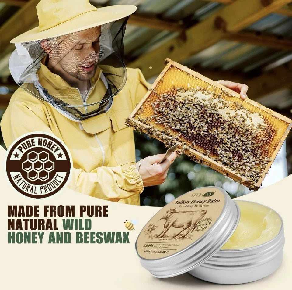 Beef Tallow for Skin, Tallow and Honey Balm, Tallow Face Moisturizer