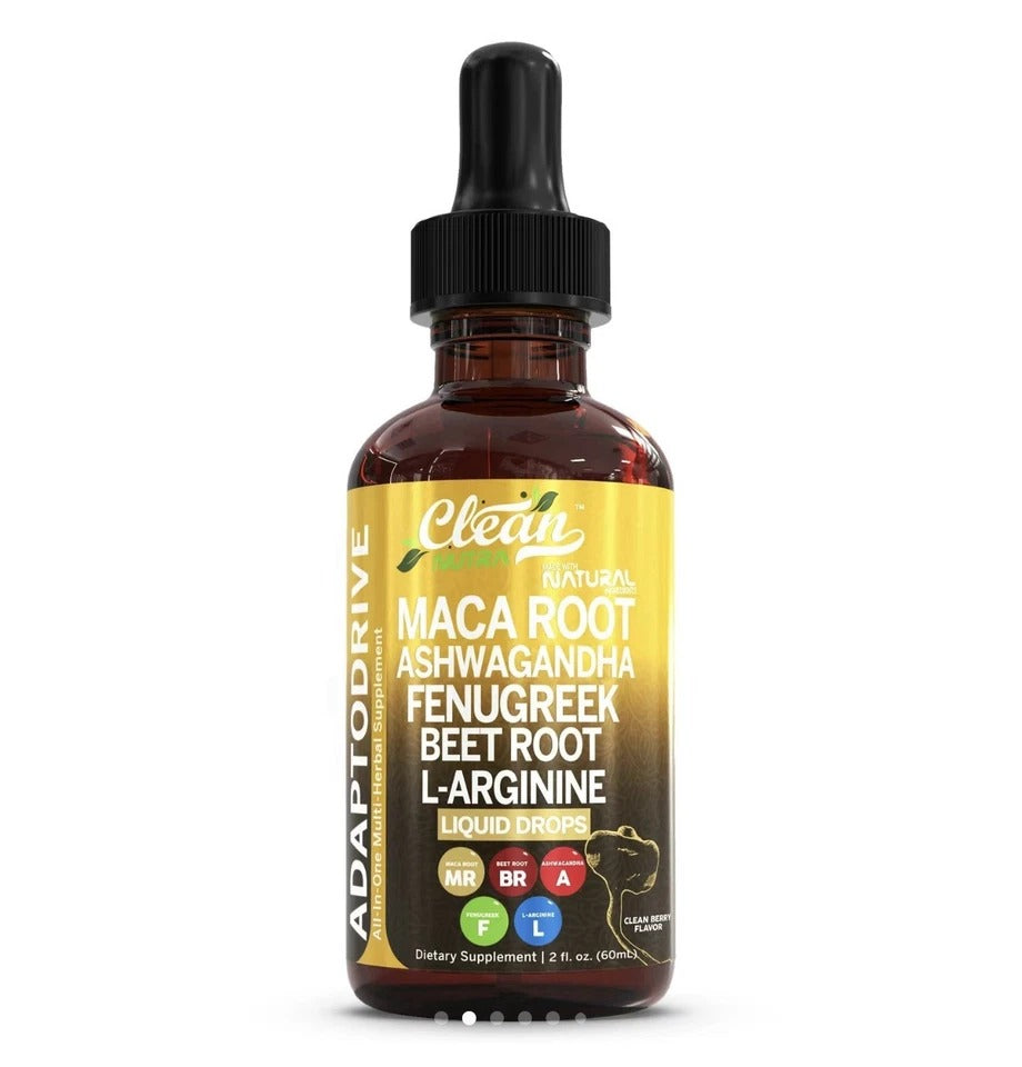 Clean Nutra Adaptodrive Liquid Drops - Maca Root, Ashwagandha, Beet Root, L-Arginine