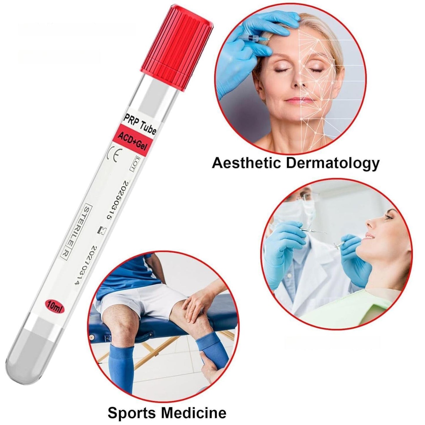 PRP Tubes 10-Pack with ACD & Separation Gel 10ml Sterile PET Material for Healthcare & Beauty Applications
