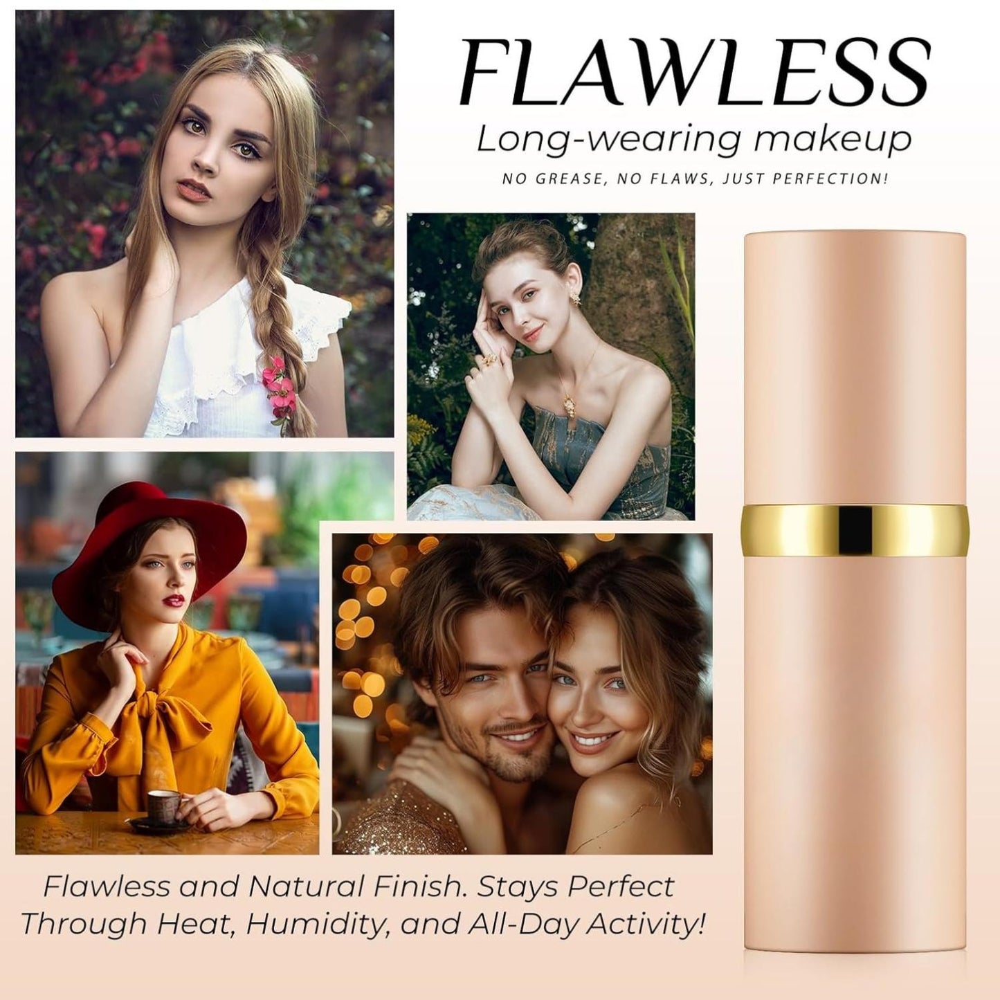 Mooservis Color Changing Foundation 4 in 1 Medium Spectrum Flawless Makeup Full Coverage Warm Skin SPF50+ Waterproof Hydrating Liquid for Hides Wrinkles and Lines 30g
