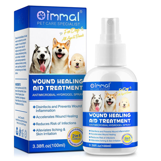 Immal Dog Wound Care Hydrogel Spray - Healing Aid & Wound Protectant - Antimicrobial Formula - 3.38 fl oz (100 ml)