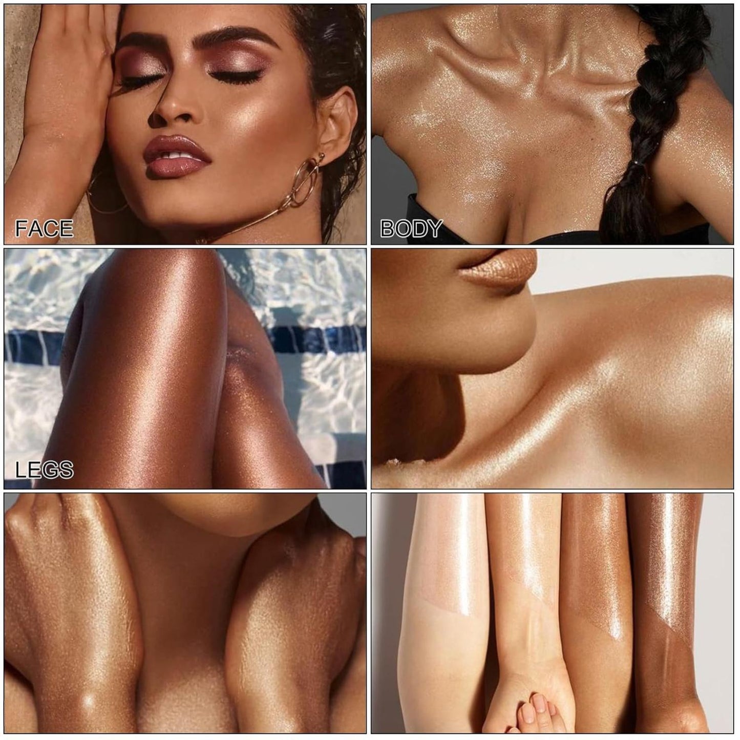 Body Shimmer Oil,Shimmering Body Oil,Bronze Face Brighten Glow Pearl Highlighter Illuminator Body Makeup Shine Glitter,Summer Body Glitter Moisturizing Glow Body Luminizer(3.4 Fl Oz)