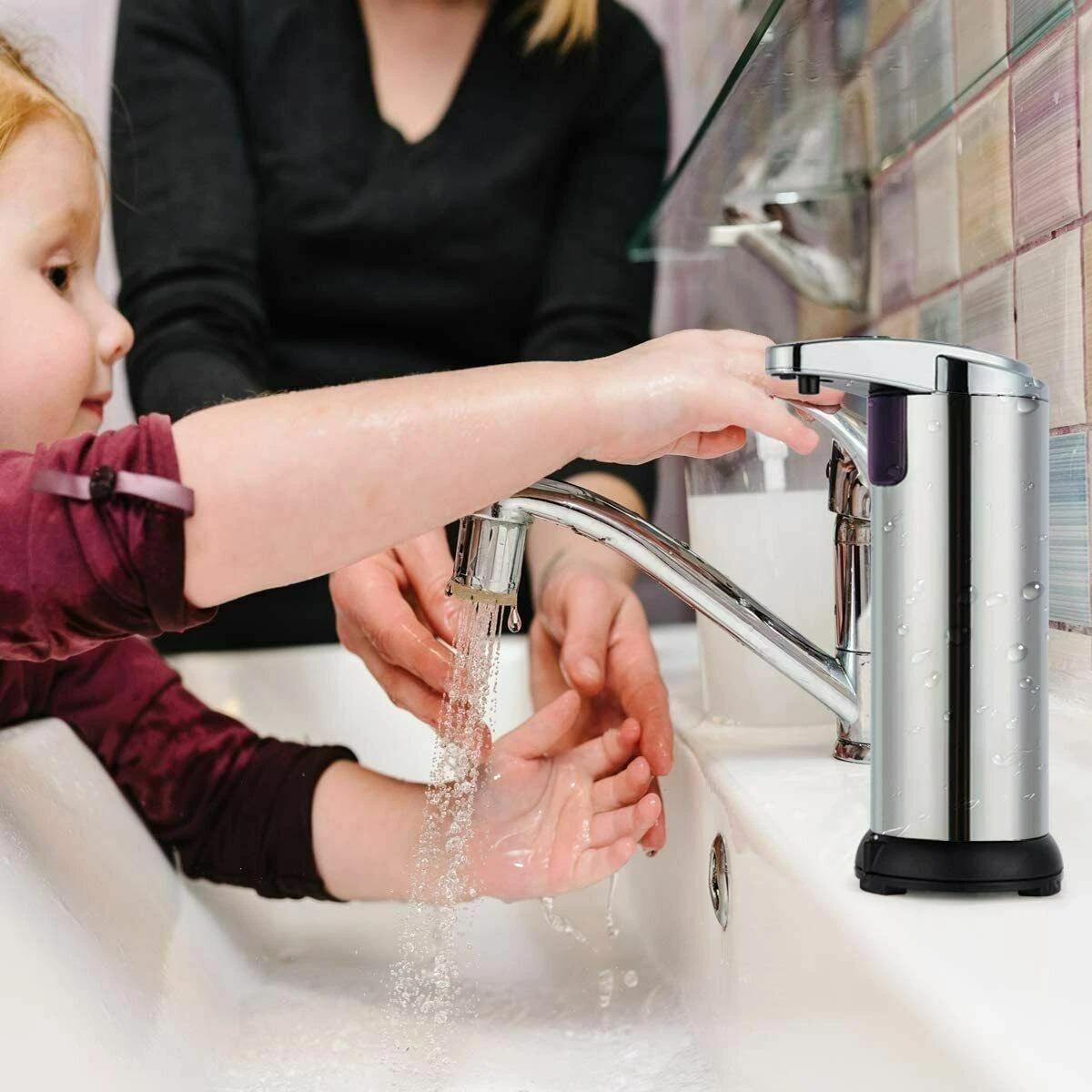 Magnetic Charging Waterproof Soap Dispenser 400ml Stainless Steel with Child Lock & Adjustable Dispensing Levels Model AK1337