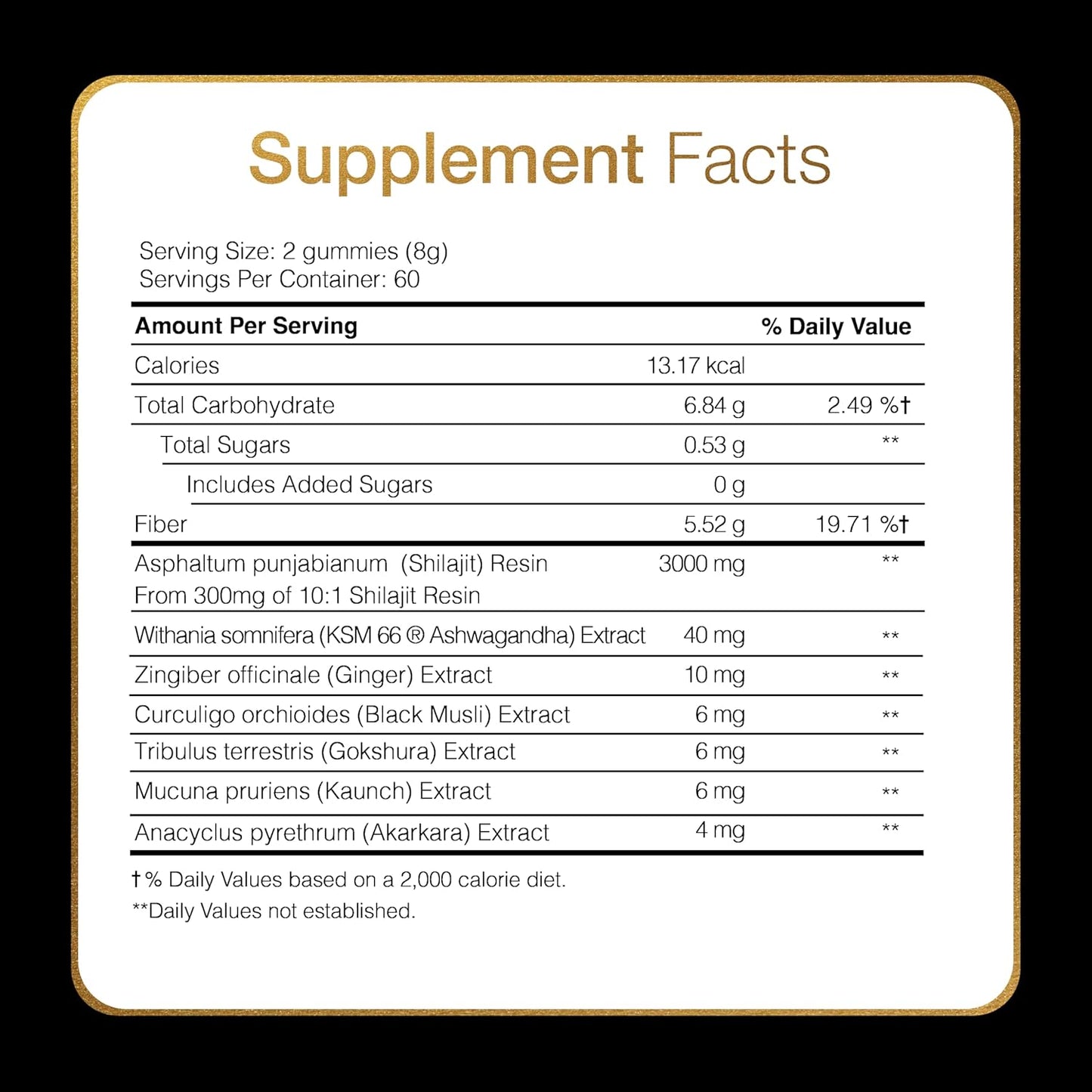 Pure Himalayan Shilajit Gummies Gold I No Added Sugar I Fulvic Acid for Men, Women I non-GMO I 100% Natural & Organic I 60 Gummy I Pouch