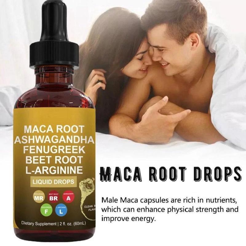 Organic Maca Root Liquid Drops with Ashwagandha, Fenugreek, Beet Root and L-Arginine Liquid Multivitamin for Women and Men - Adapto Drive Supplement Dietary