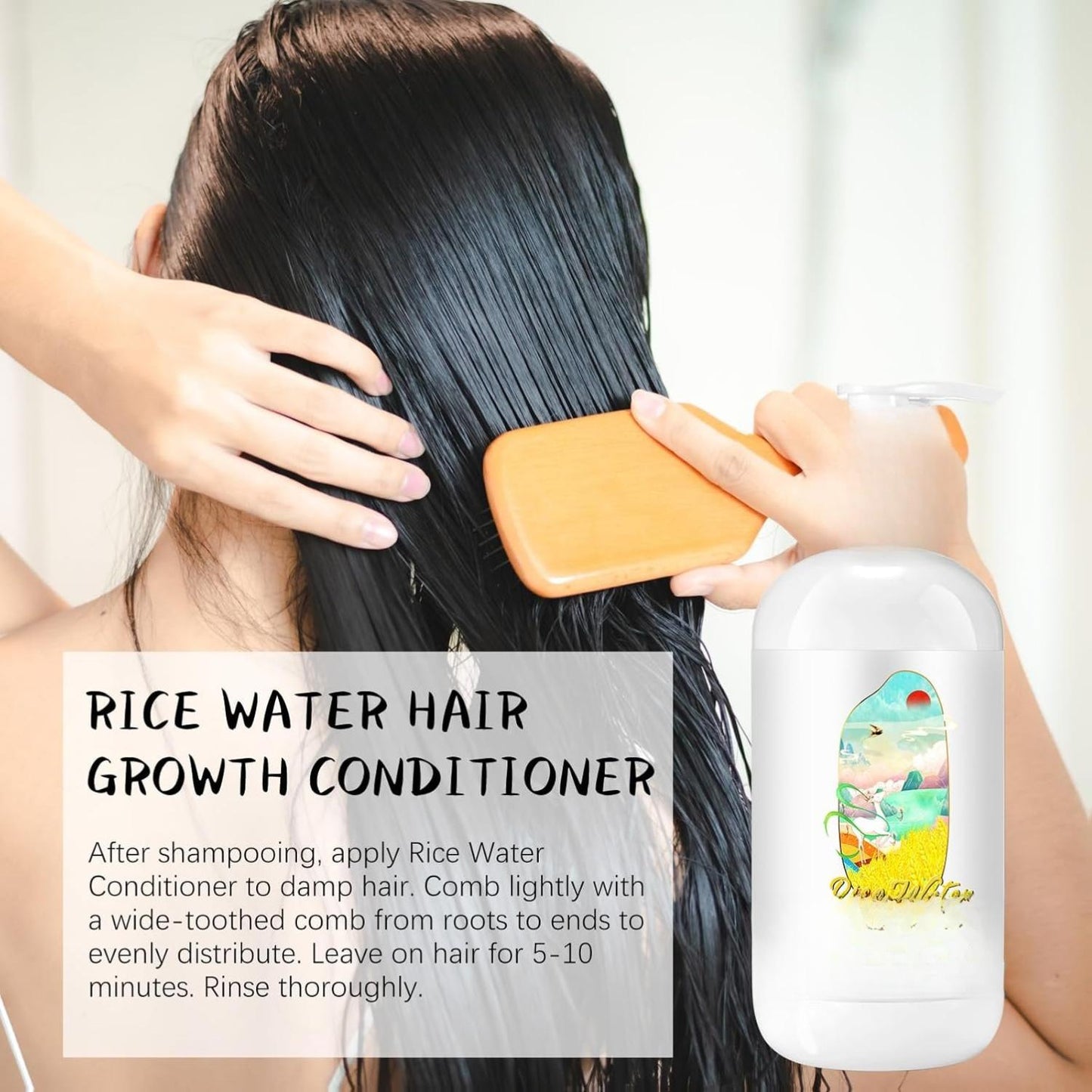 Women's Fermented Rice Water Shampoo & Conditioner Set for Thinning Hair with Rosemary Biotin Caffeine Growth Care for Men & Women 10 FL OZ / 300 ML