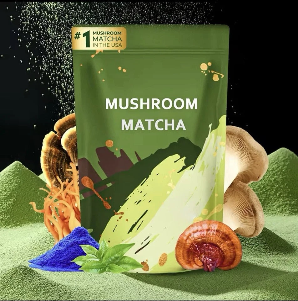 Organic Mushroom Matcha For Focus, Energy, Immunity 30 Servings, Vegan Adaptogen