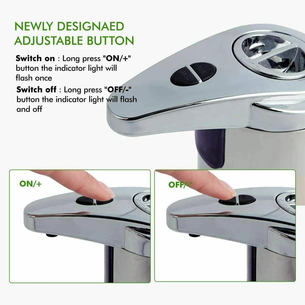 Magnetic Charging Waterproof Soap Dispenser 400ml Stainless Steel with Child Lock & Adjustable Dispensing Levels Model AK1337