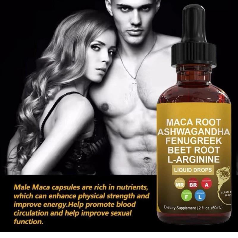 Organic Maca Root Liquid Drops with Ashwagandha, Fenugreek, Beet Root and L-Arginine Liquid Multivitamin for Women and Men - Adapto Drive Supplement Dietary
