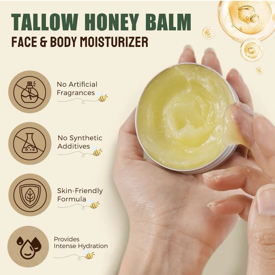 Beef Tallow for Skin, Tallow and Honey Balm, Tallow Face Moisturizer