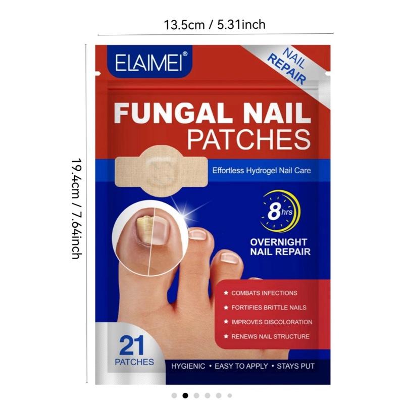 Fungal Nail Patches - 3 Pack 8-Hour Overnight Repair for Damaged & Discolored Nails - 21 Patches for Healthier Nails - Easy Application & Hygienic Design