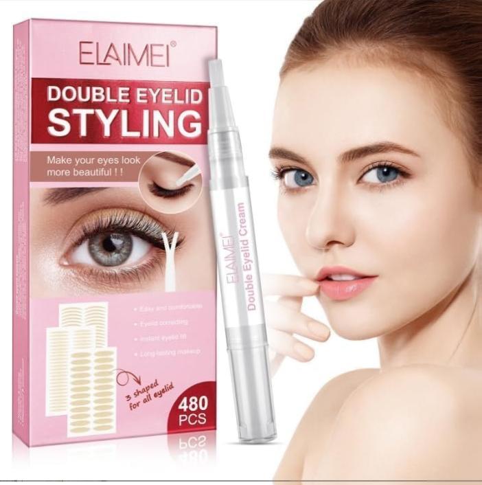 Double Eyelid Styling Strips 480PCS Invisible Double Tape for Hooded Eyes Instant Eye Lift Without Surgery for Droopy Uneven Mono-Eyelids Comfortable Hypoallergenic Fibers