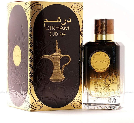 Dirham Oud Eau De Parfum Spray 3.4 Ounce Unisex Oriental Woody Fragrance with Bergamot Citrus & Roses Notes 100ml Perfume for Men and Women